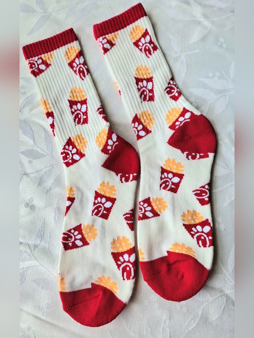 Chick fil A Novelty Socks with Red & Yellow Fries Pattern- New